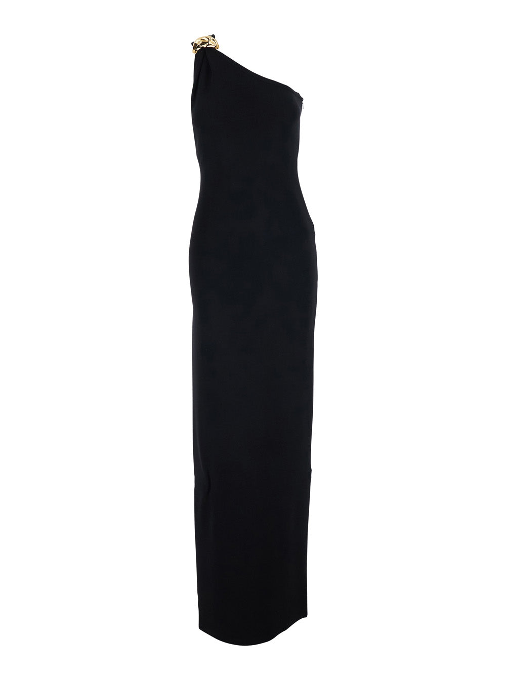 One-Shoulder Viscose Dress — Black