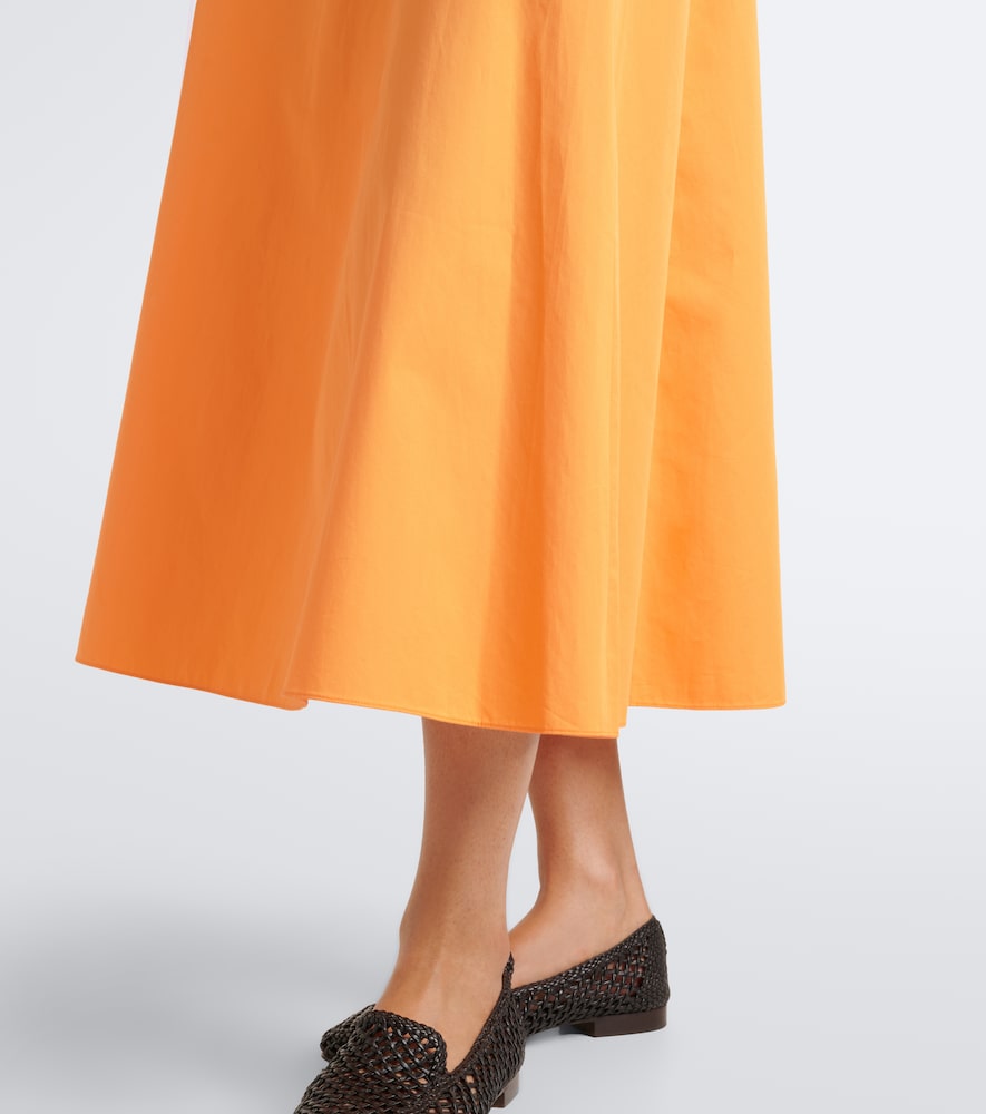 Scarf-detail cotton midi skirt