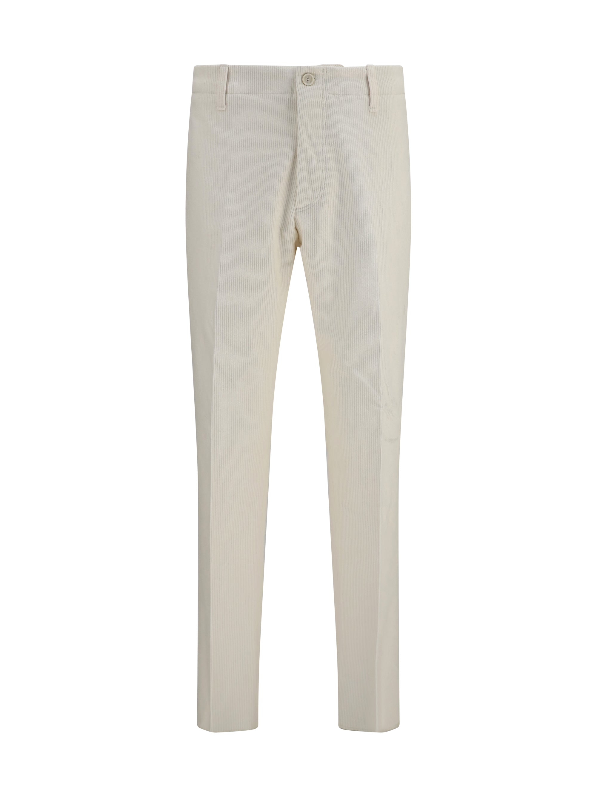 Ribbed Viscose Trousers — Beige