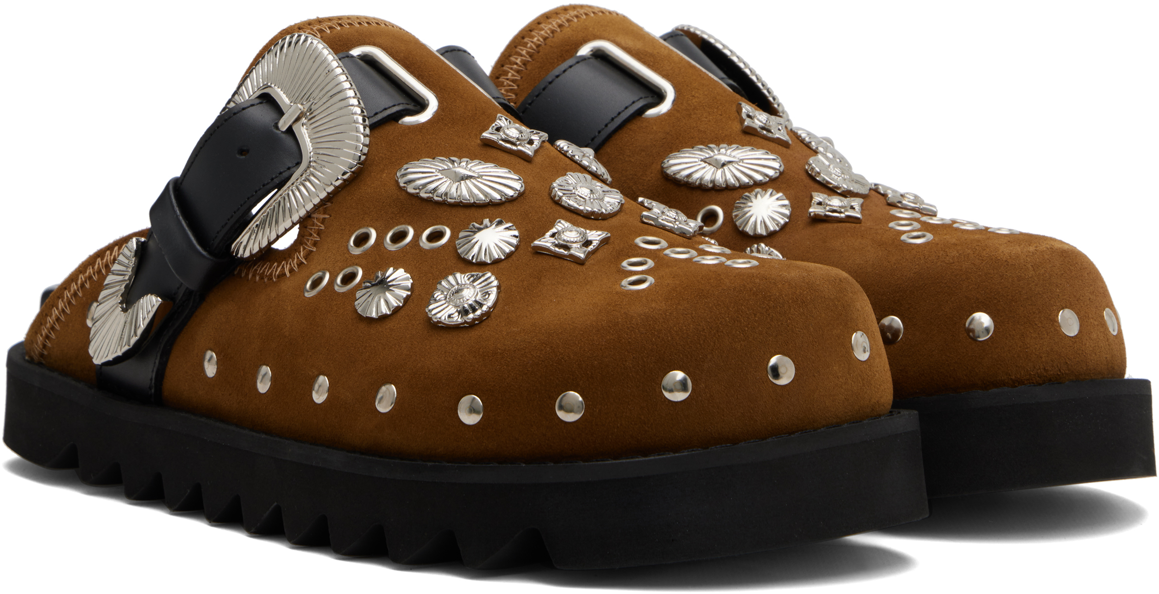 SSENSE Exclusive Khaki Eyelet Metal Sabot Loafers