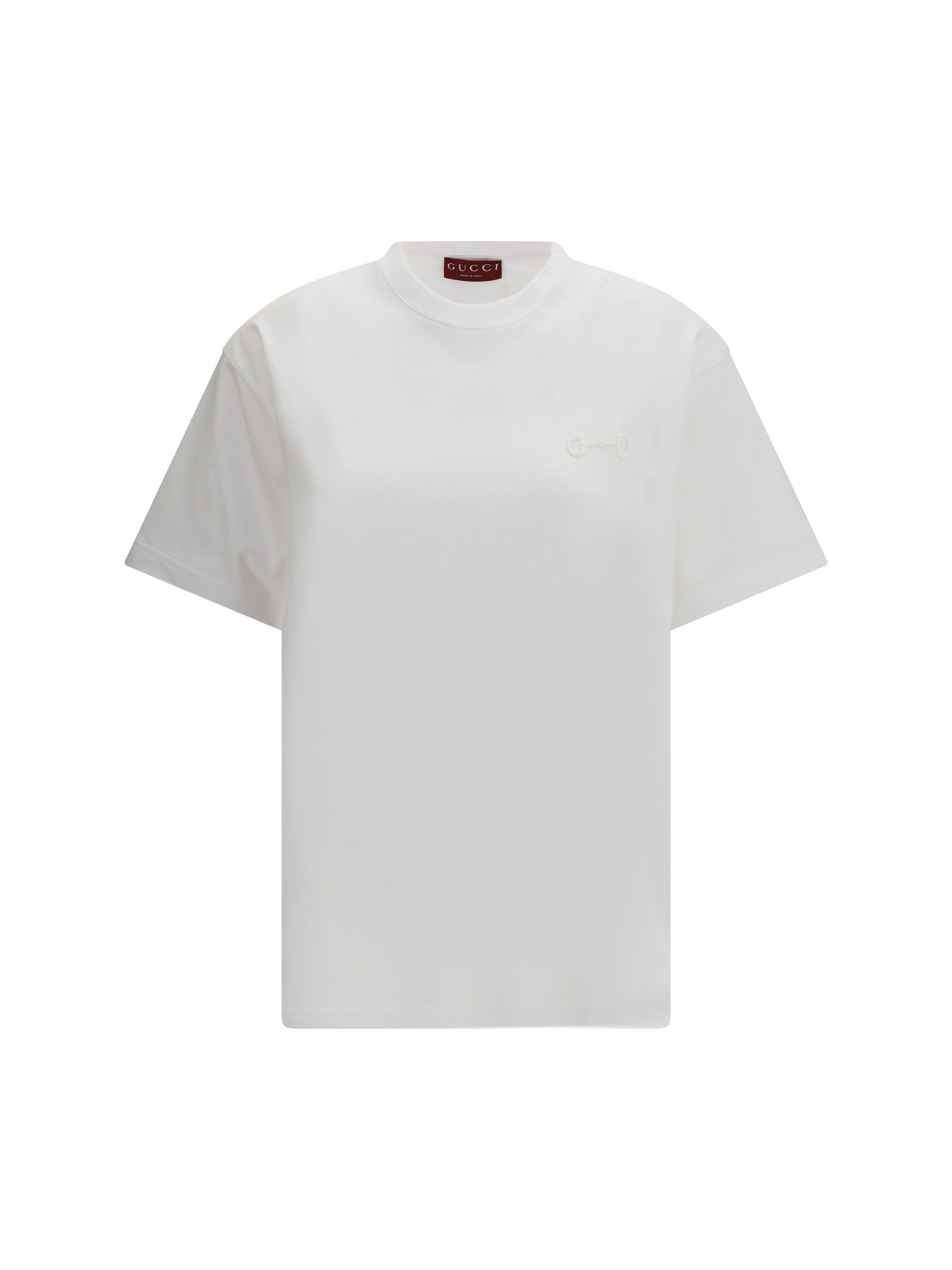 Embroidered Horsebit Cotton Jersey T-Shirt — White