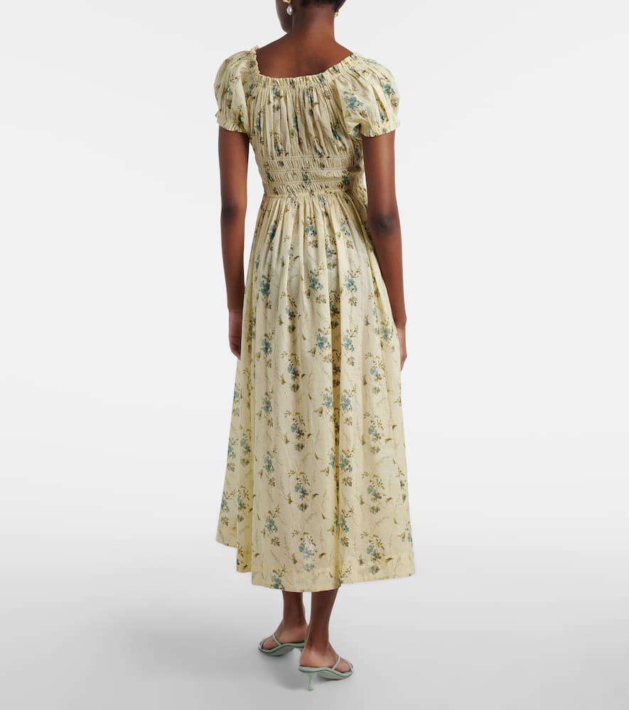 Dôen Ashlynn gathered floral cotton midi dress