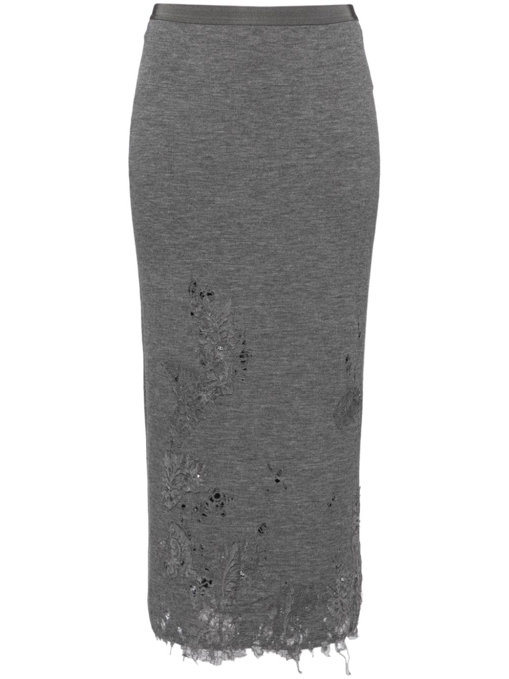 Laced knitted skirt - Black