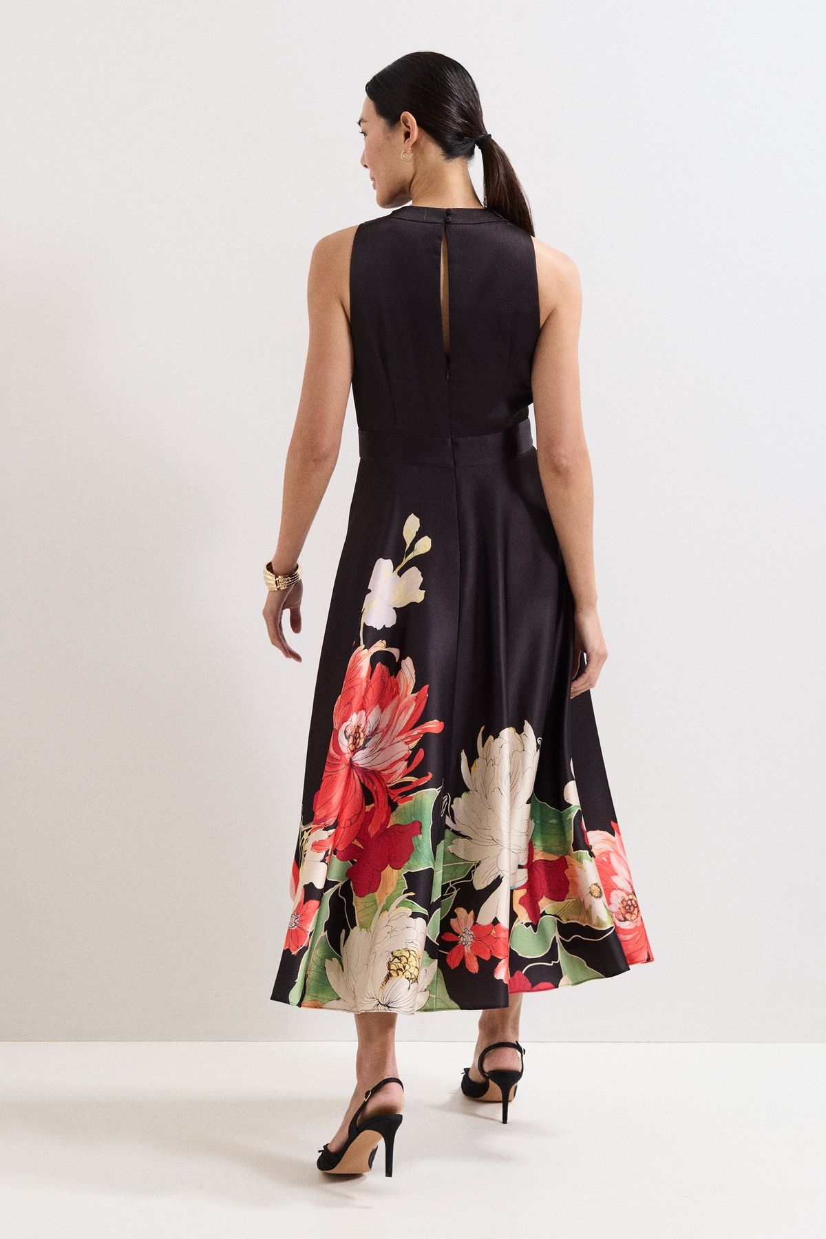 Phase Eight Women's Satin Printed Midi Dress in Cerise