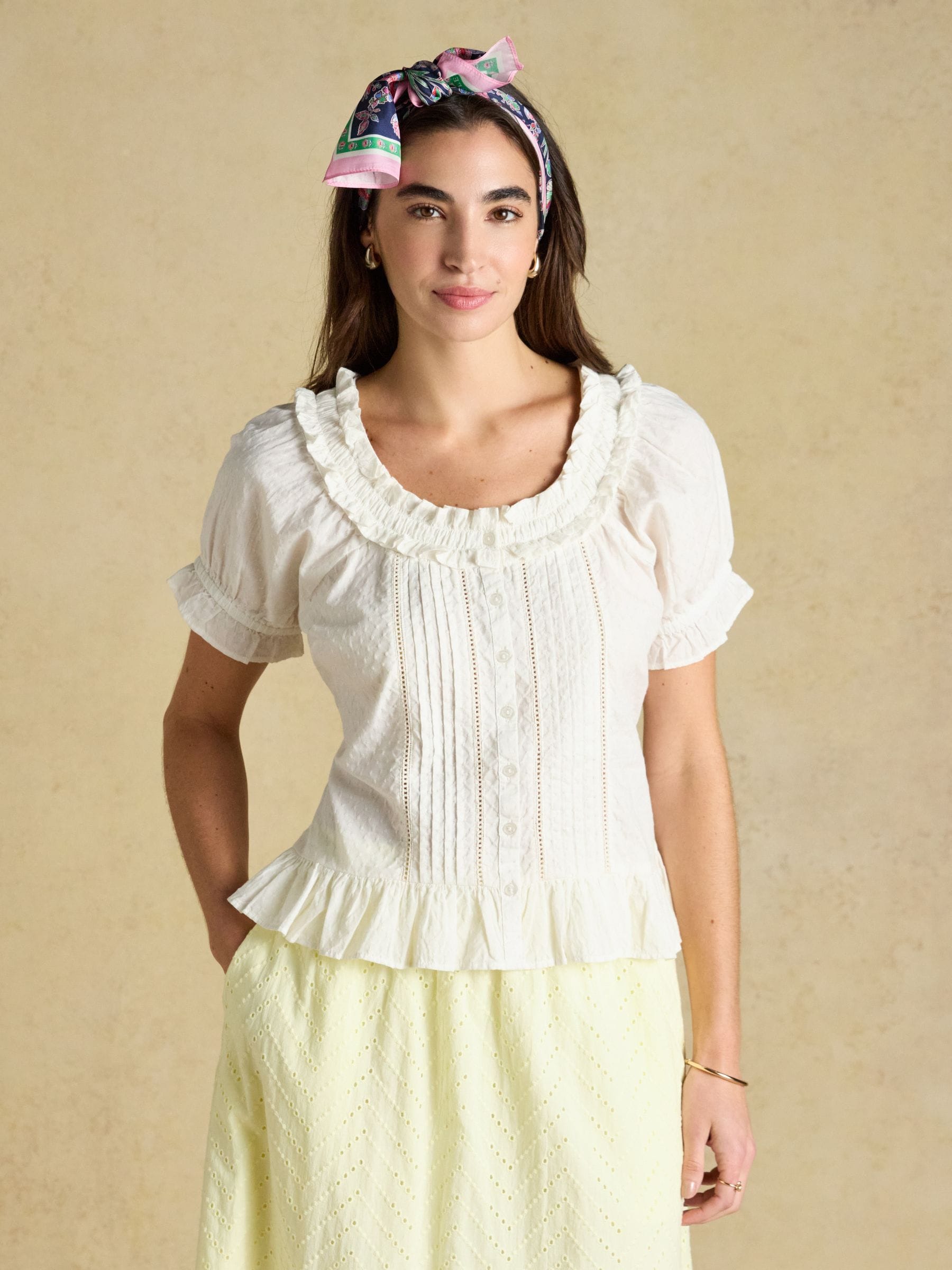 Lille Cream Frill Neck Blouse