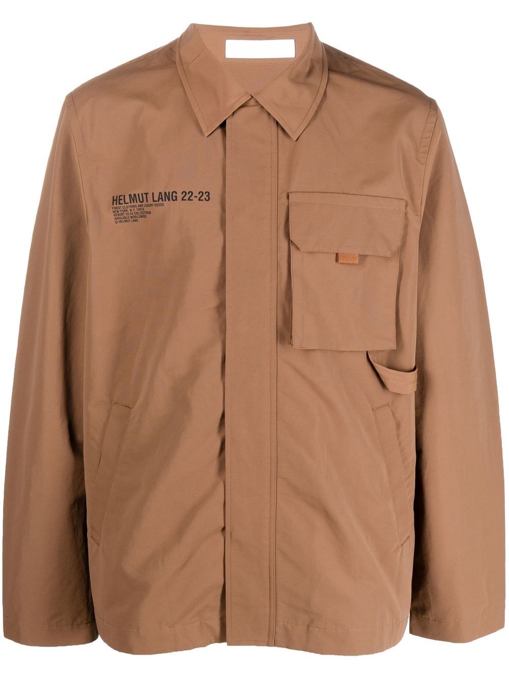 Logo-print utility jacket - Brown