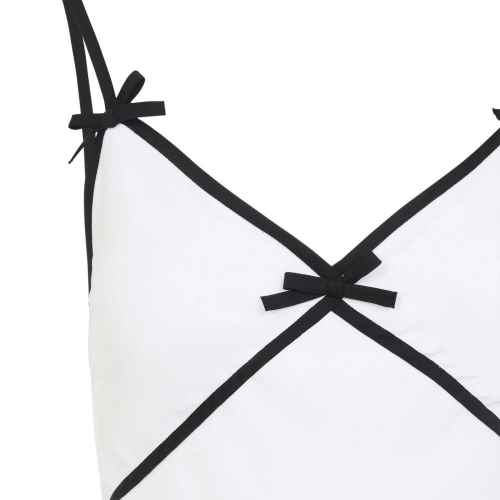 White Solid V Neck Top