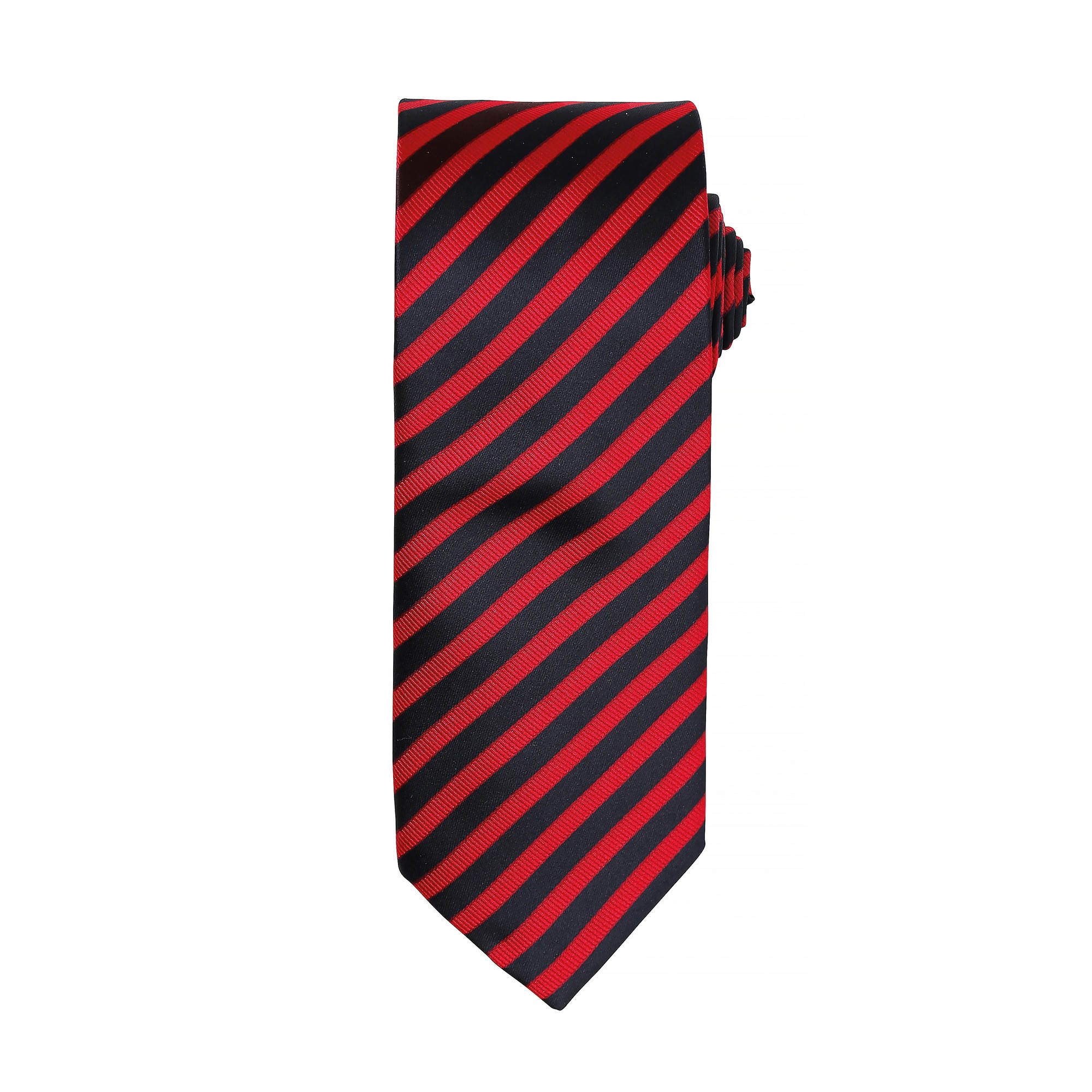 Premier Mens Double Stripe Pattern Formal Business Tie Red/Black - One