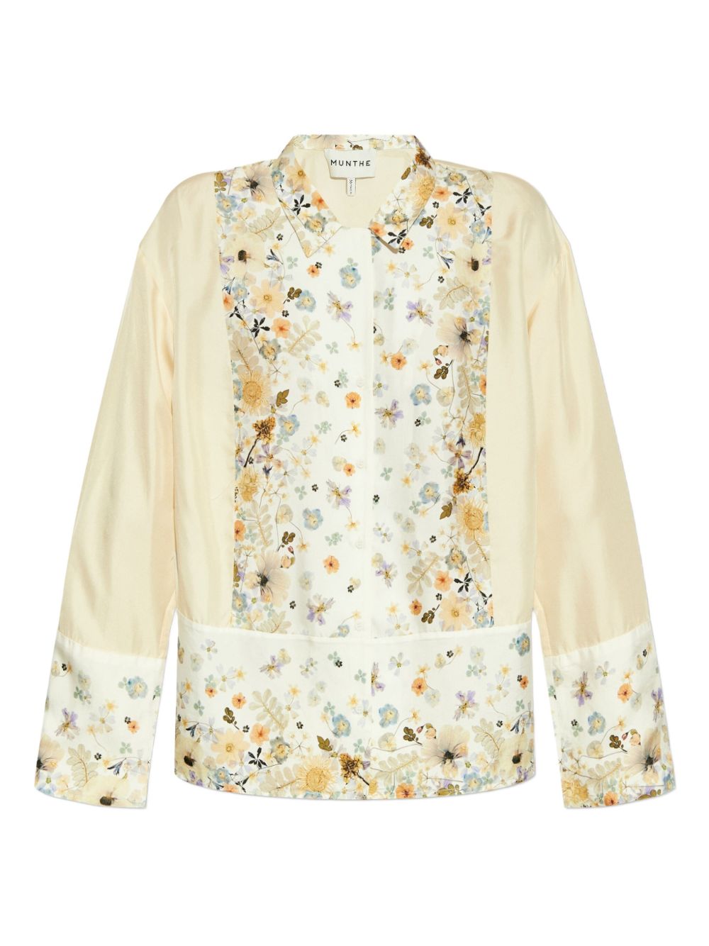 Floral-embroidered shirt - Neutrals