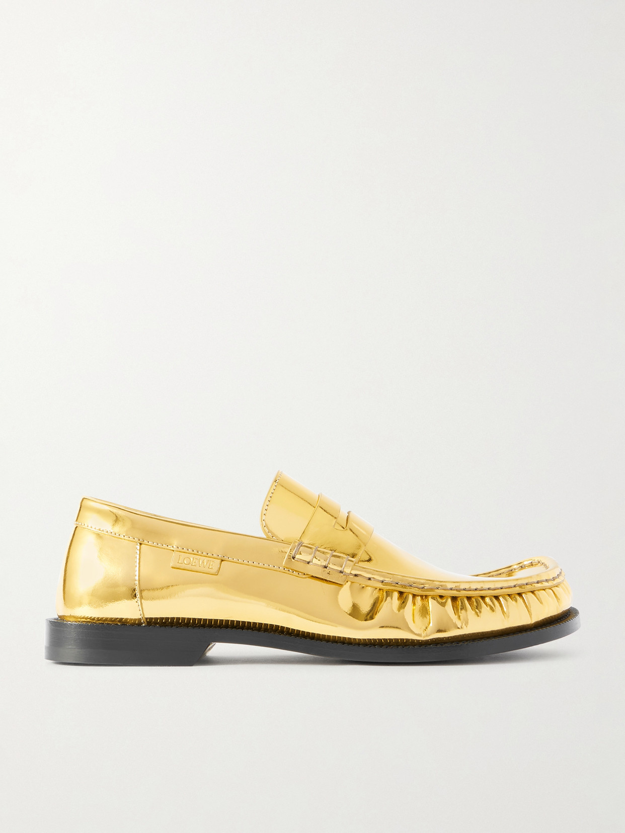 Campo Mirrored-leather Penny Loafers - Gold