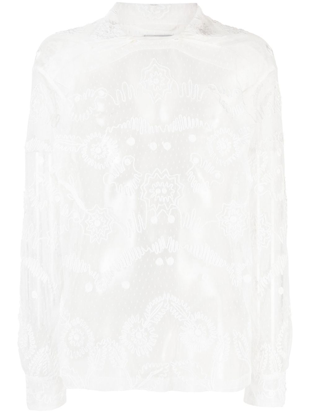 Contour-ribbon pullover shirt - White