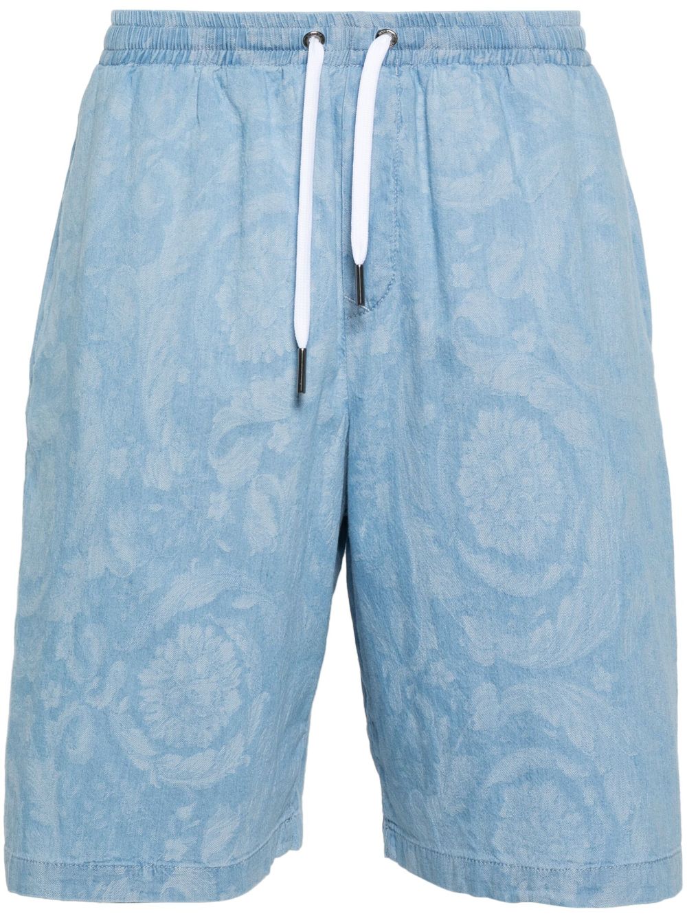 Patterned-jacquard chambray shorts - Blue