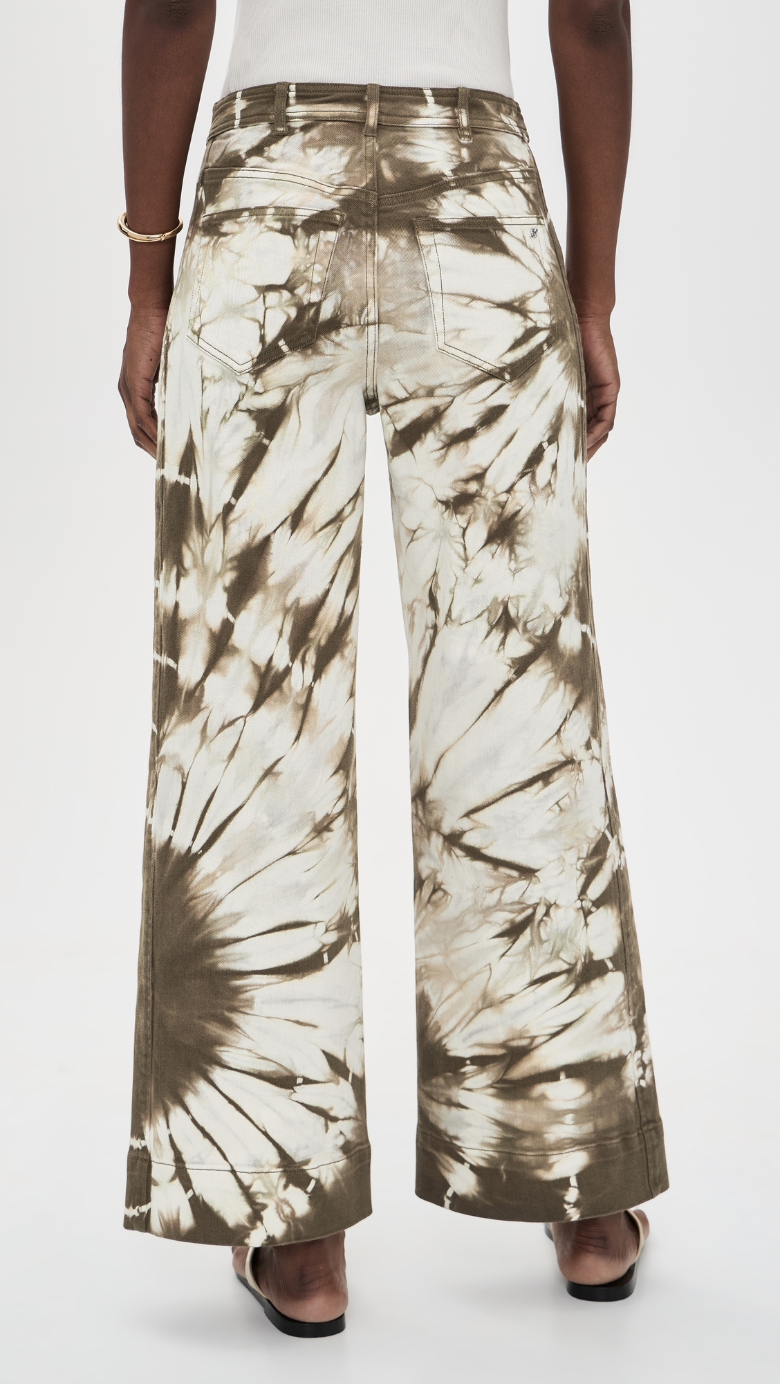 Tie Dye Denim Betsy Pants Dark Olive/White