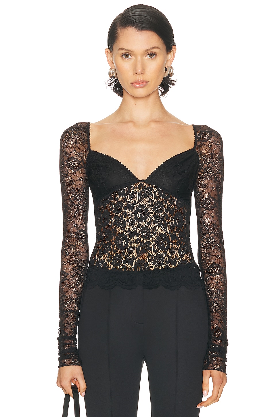 Blumarine Long Sleeve Top in Black - Black. 42 also in