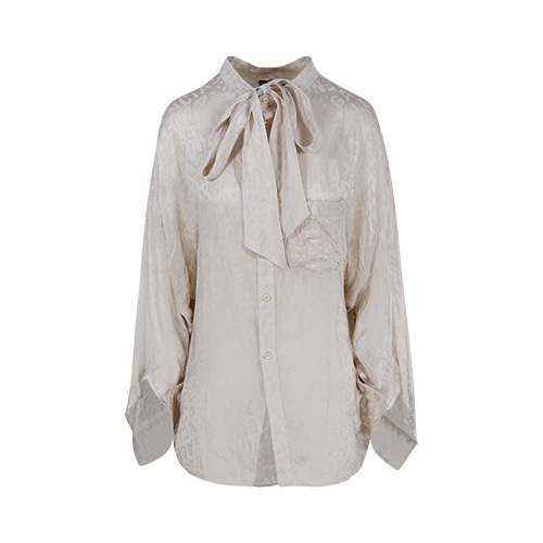 Logo-jacquard twisted swing blouse - Neutrals