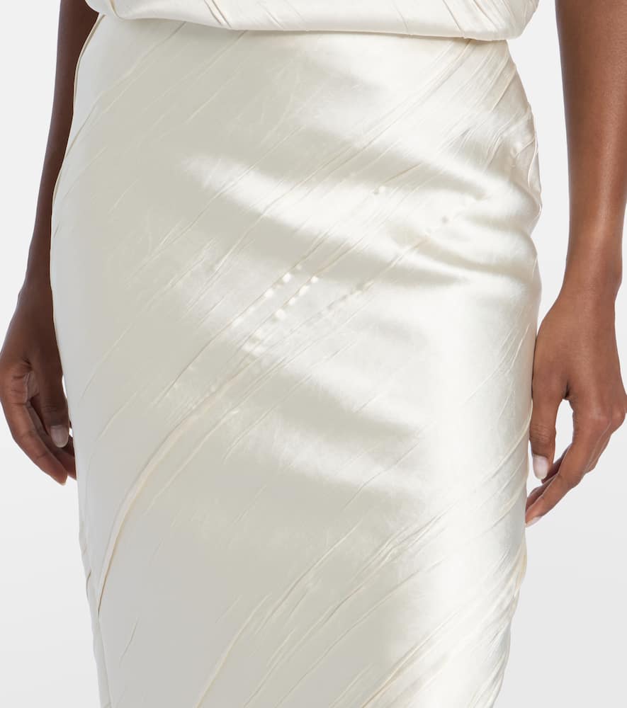 Ruta pleated satin pencil skirt