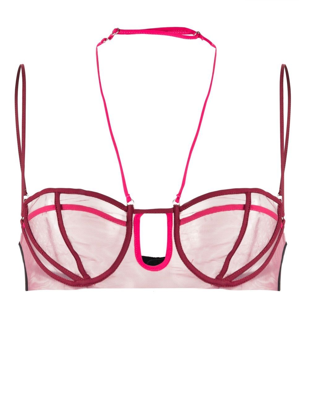 Panelled half-cup bra - Pink
