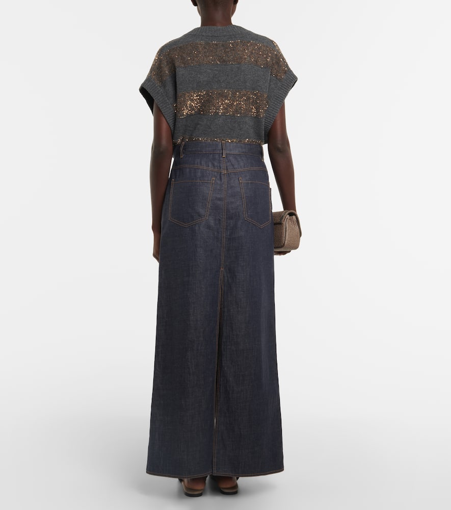 Denim maxi skirt