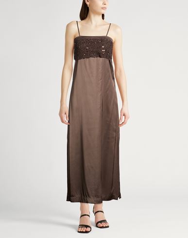 Woman Midi dress Dark brown Size 4 Viscose