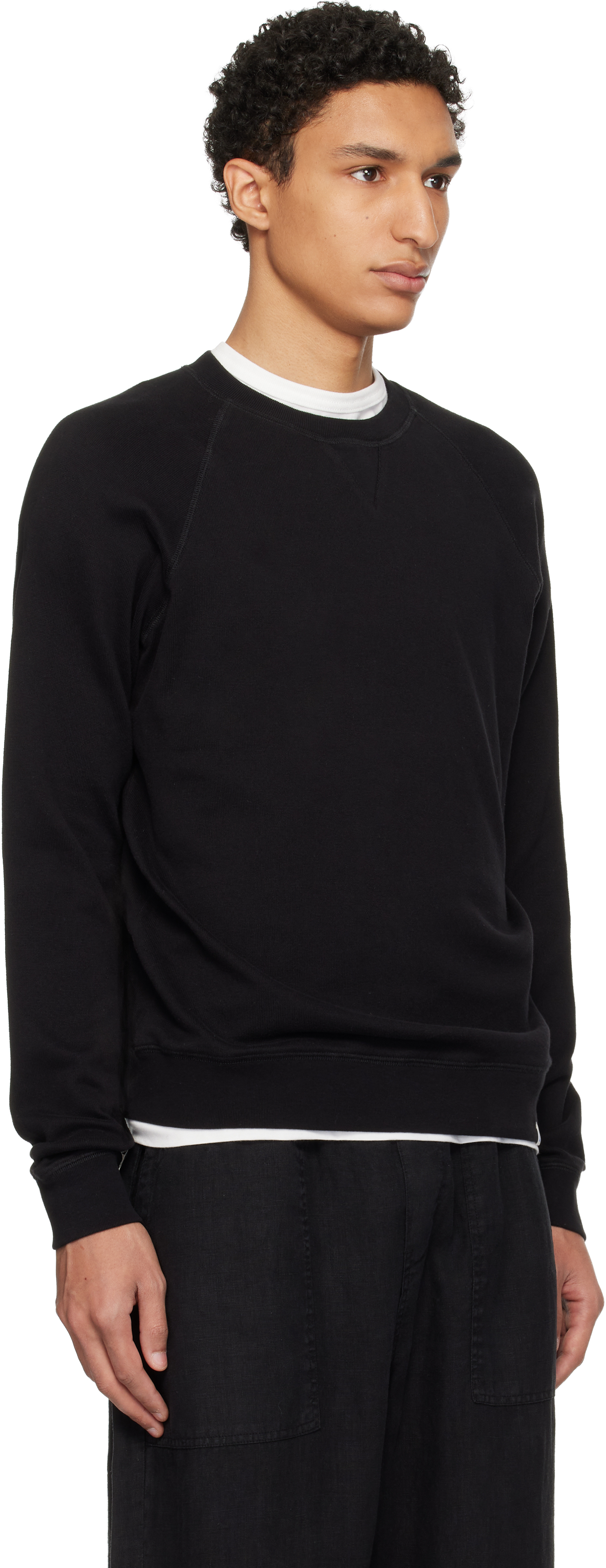 Black Relaxed Lightweight Raglan Sweatshirt