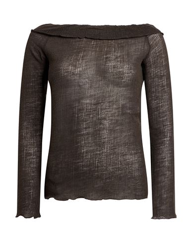 Woman Top Dark brown Size S Virgin Wool, Polyester