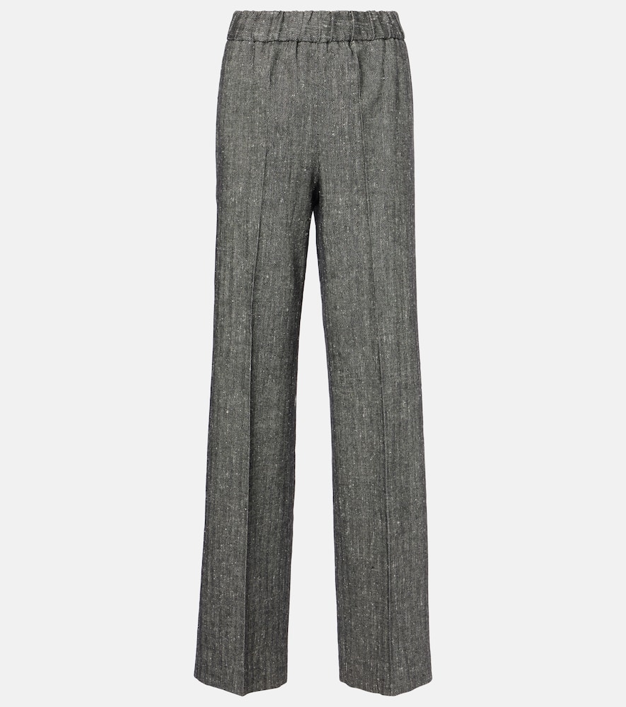High-rise wool-blend wide-leg pants