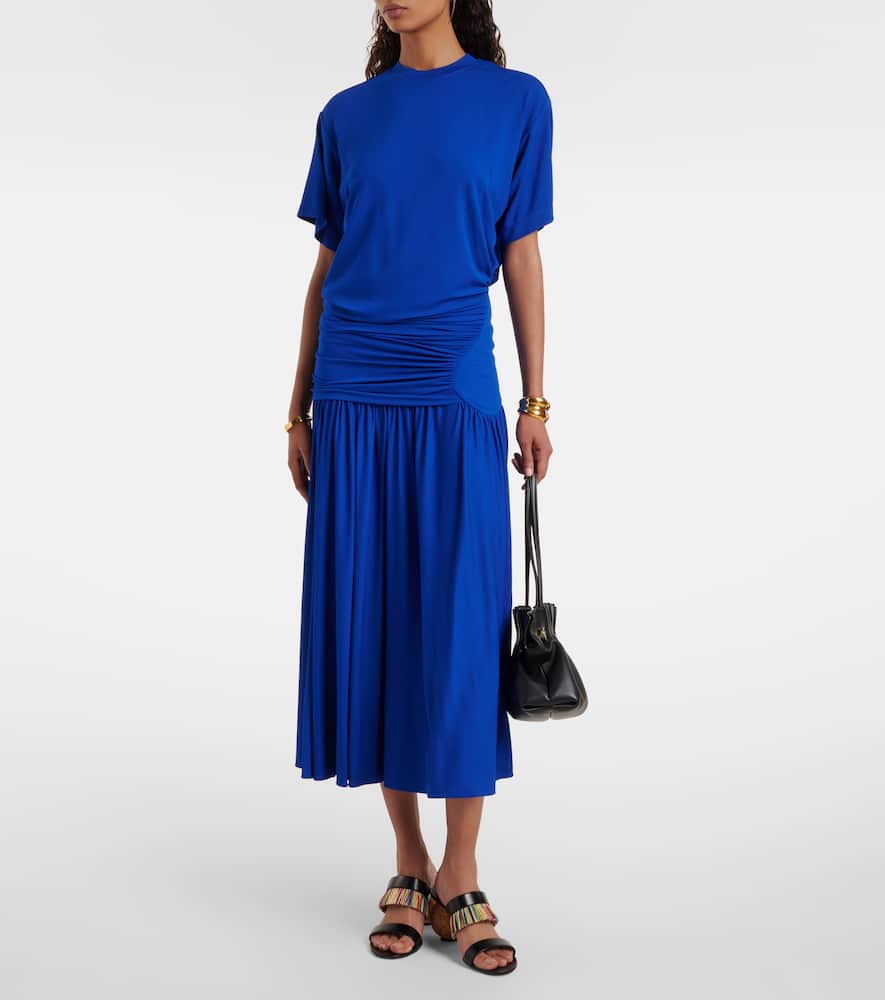 Draped jersey T-shirt dress