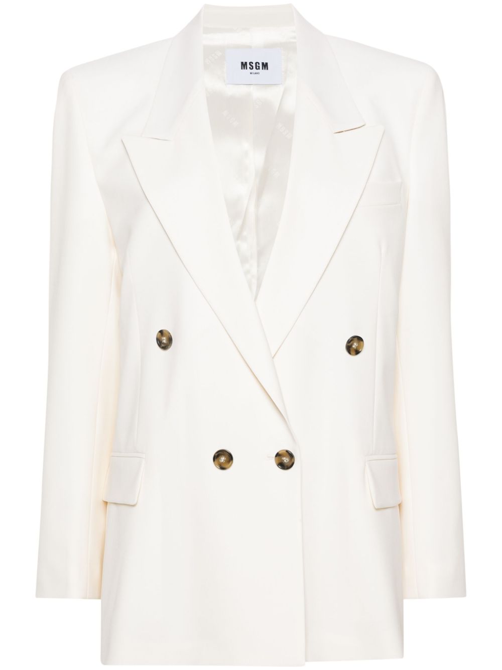 Double-breasted peak-lapels blazer - Neutrals