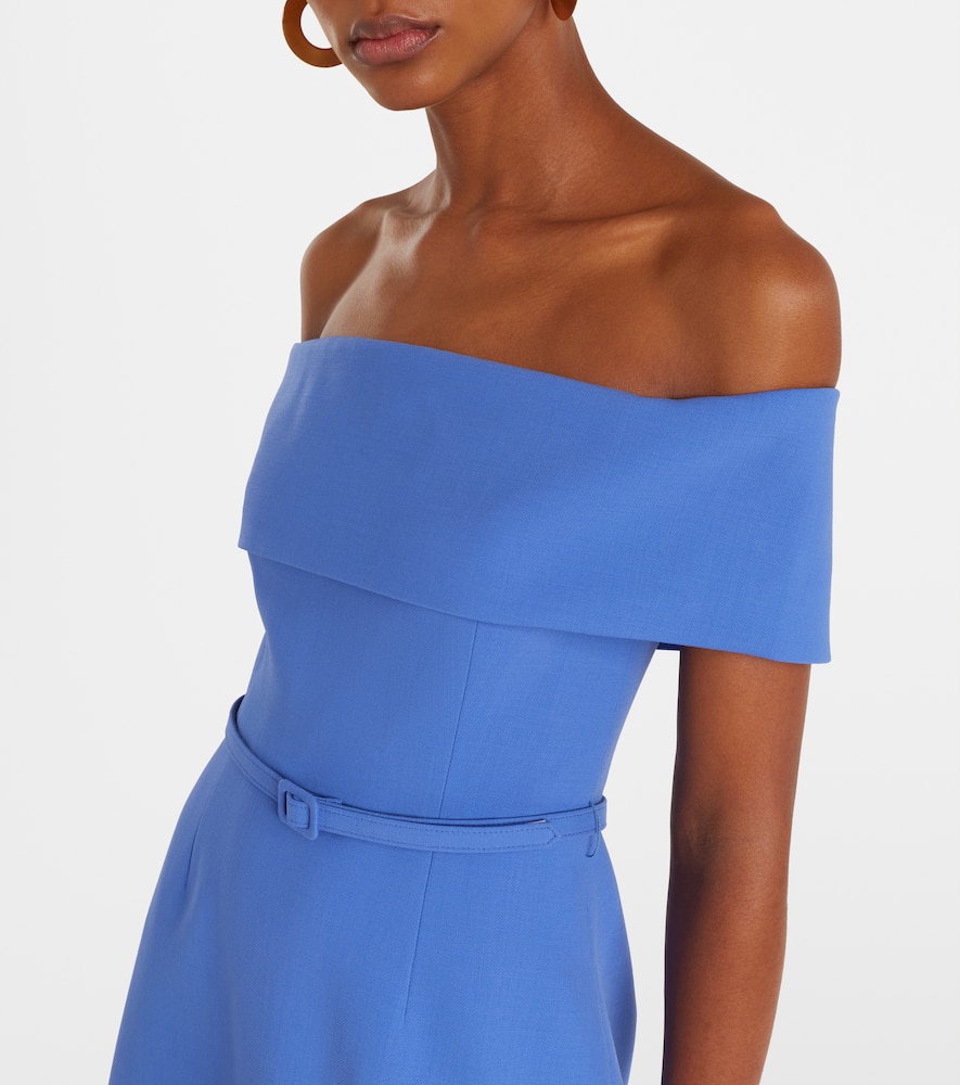 Belted wool-blend midi dress