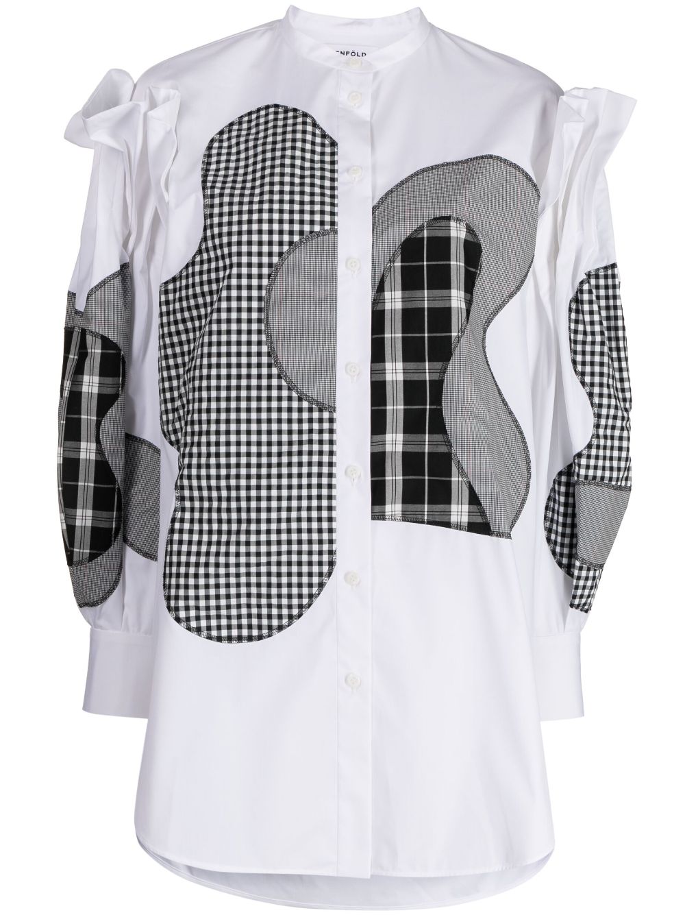 Patchwork long-sleeved shirt - White