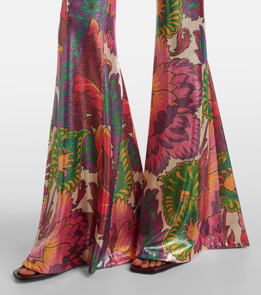 Semi-sheer flared jersey pants