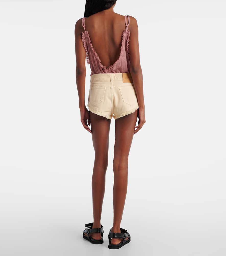 Fringed cotton canvas shorts