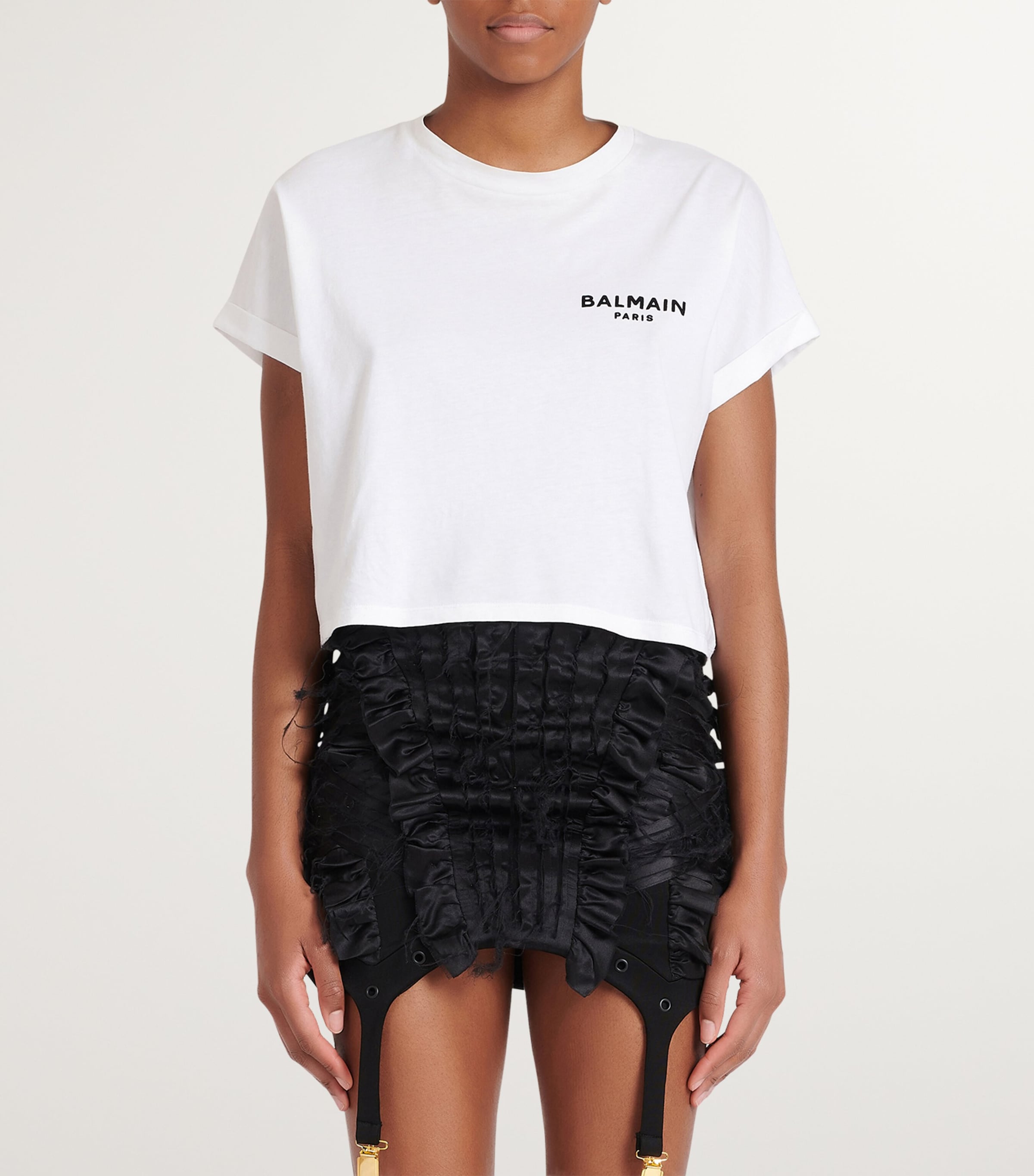 Cropped Flocked-Logo T-Shirt