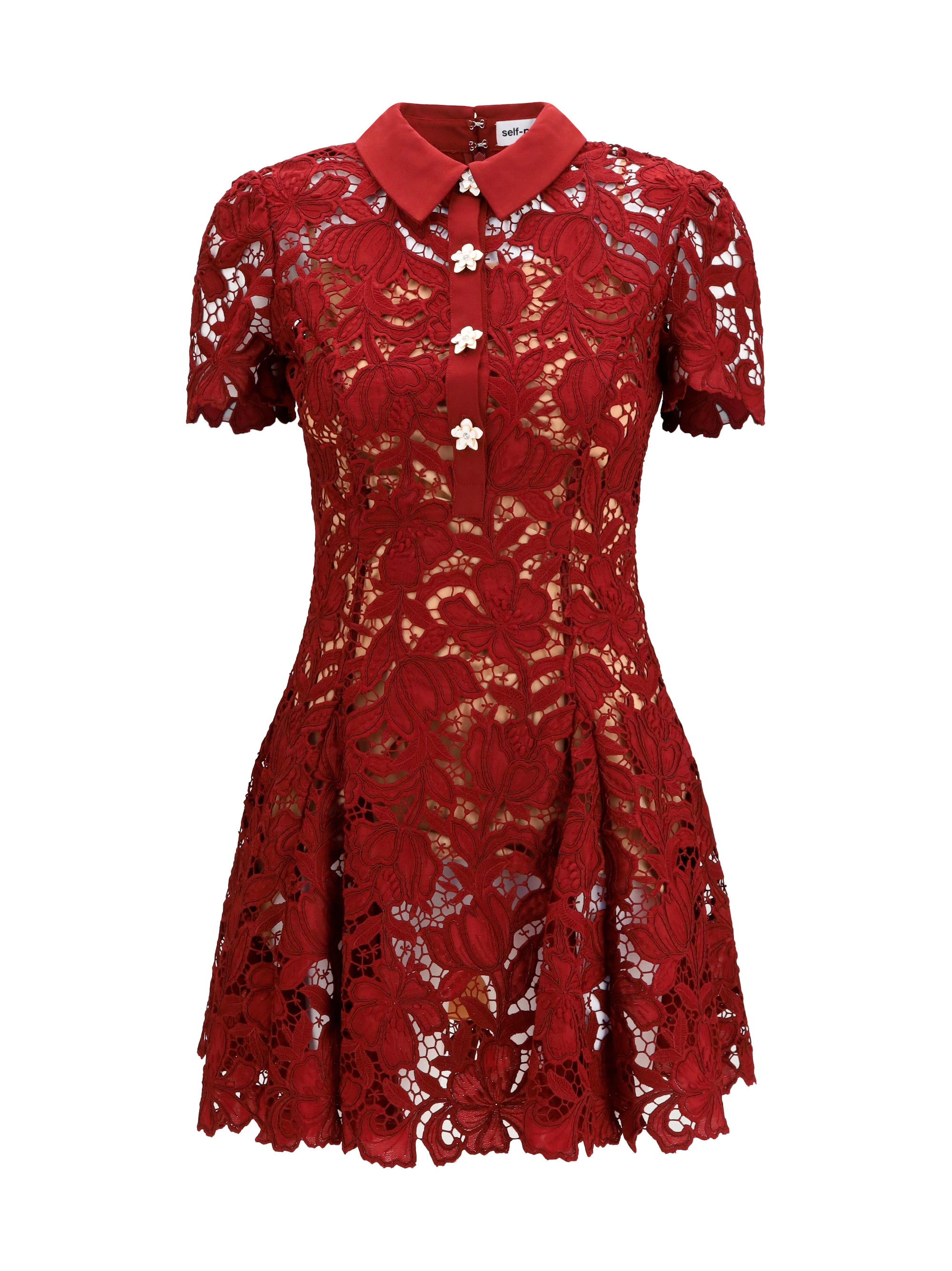 Floral Lace Dress — Red