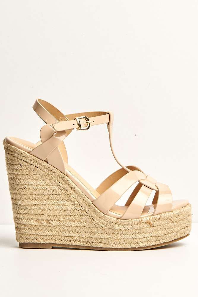 Miss Diva Women's Selene Anklestrap Open Toe Wedge Sandals in Nude