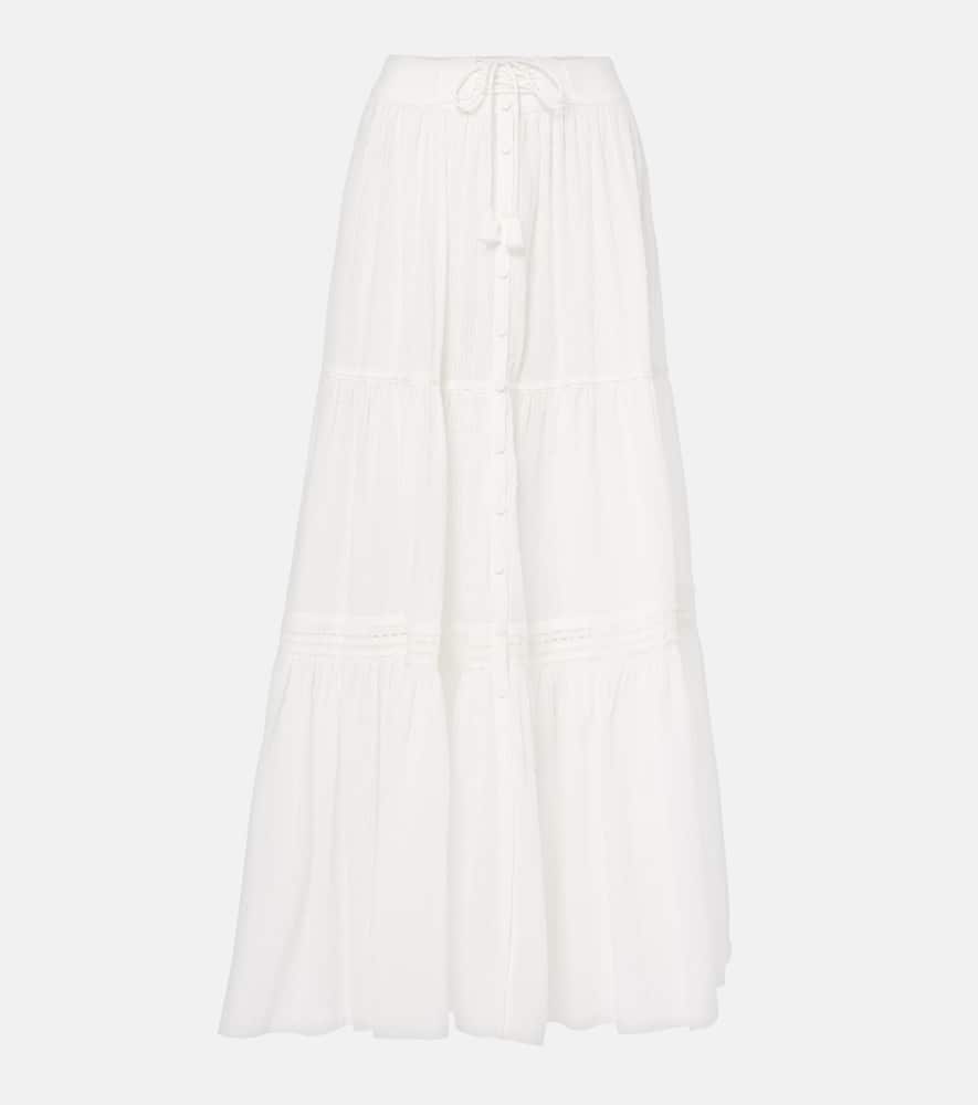 Tiered cotton maxi skirt