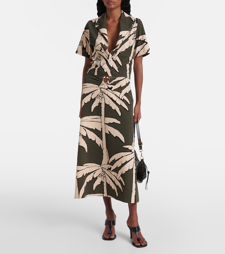 Johanna Ortiz Printed gathered terry maxi skirt