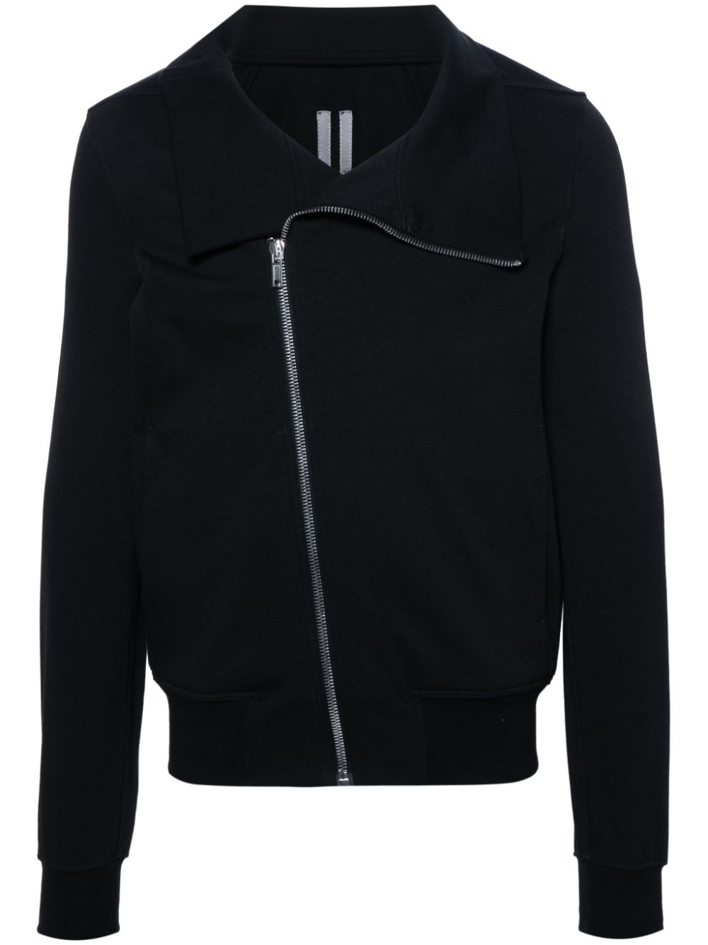 Off-centre-fastening zipped sweatshirt - Black