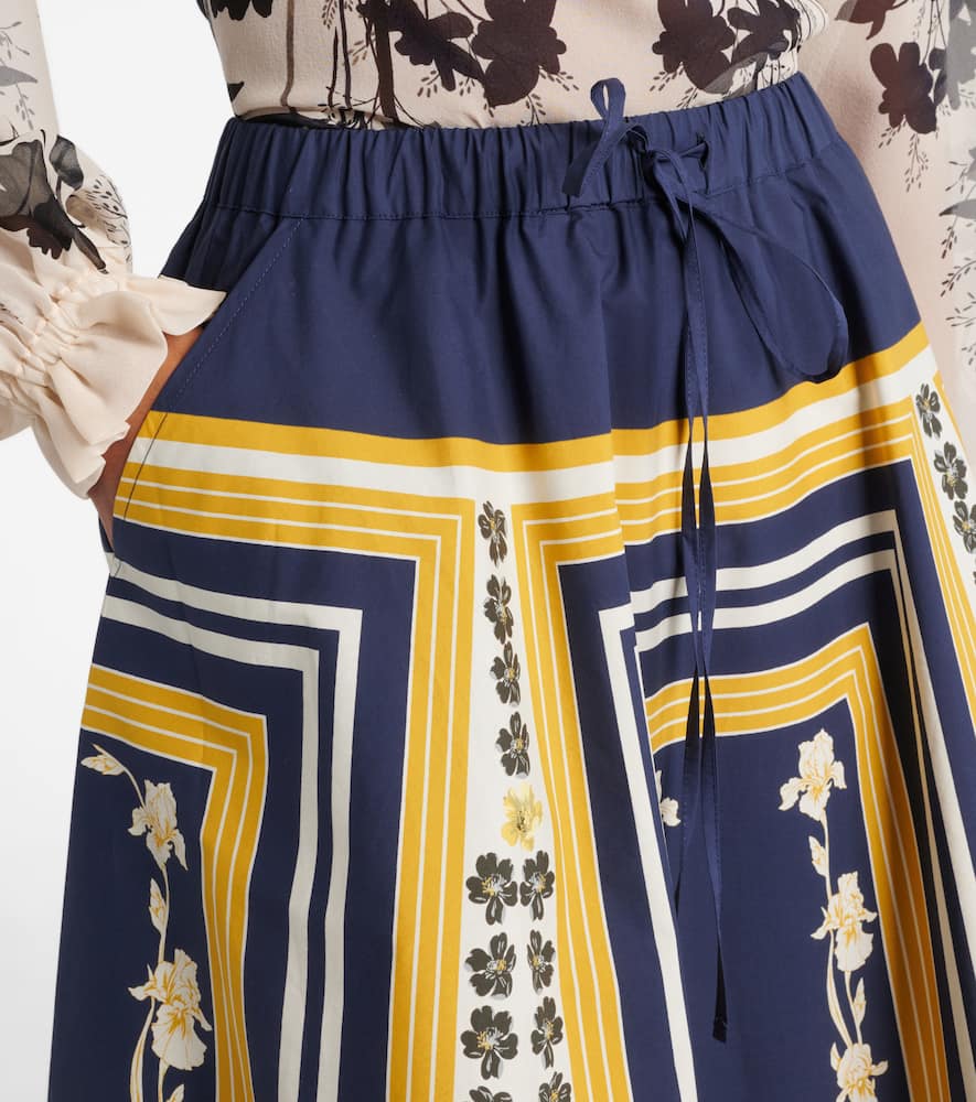 Printed cotton poplin midi skirt