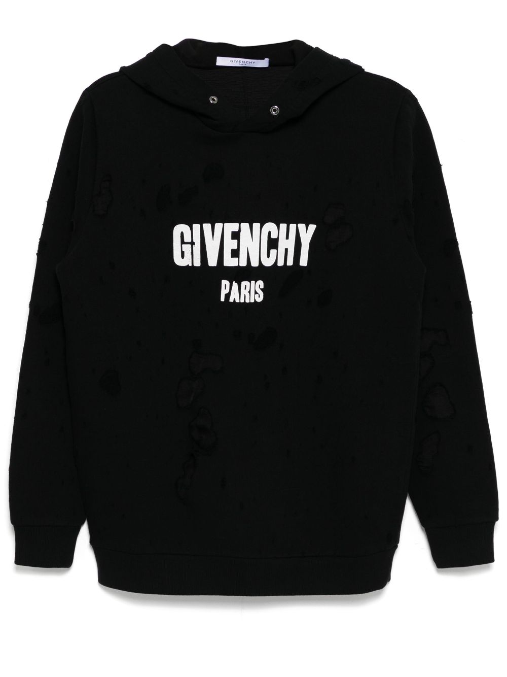 Logo-print distressed hoodies - Black