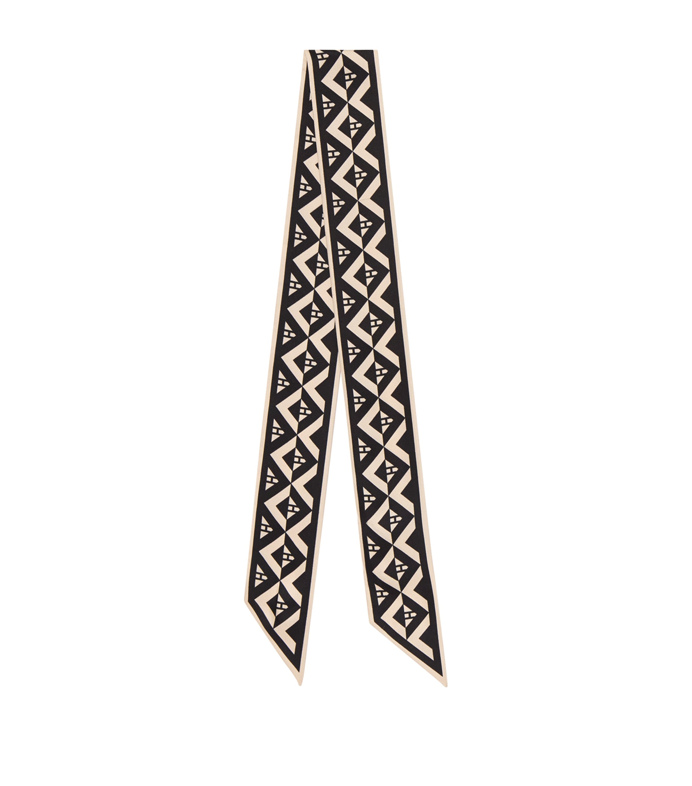 Silk Geometric Print Skinny Scarf