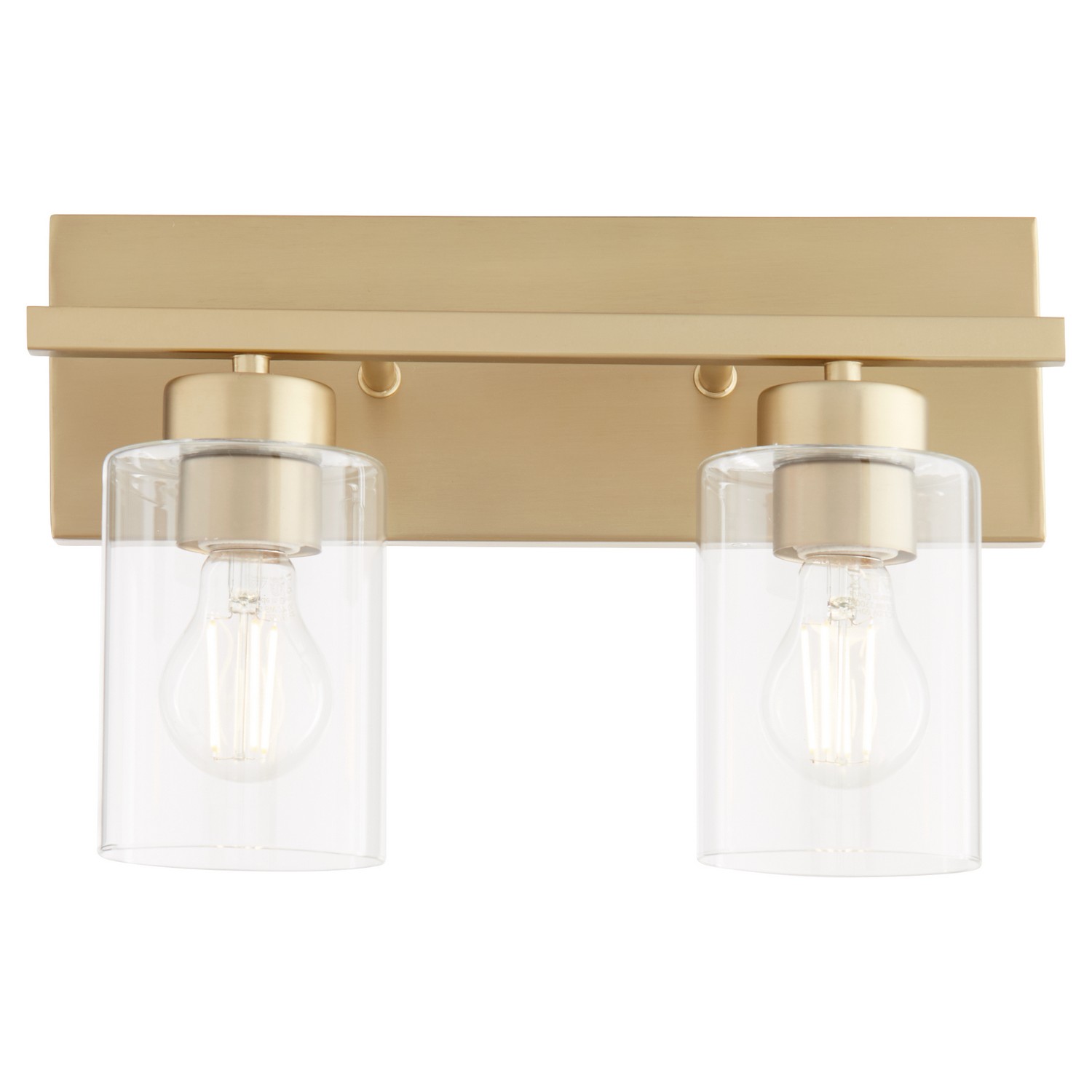 Ladin 2-Light Bathroom Vanity Light in Aged Brass w with Clear Fluted Gla