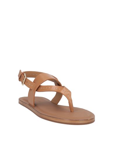 Woman Thong sandal Camel Size 6 Leather