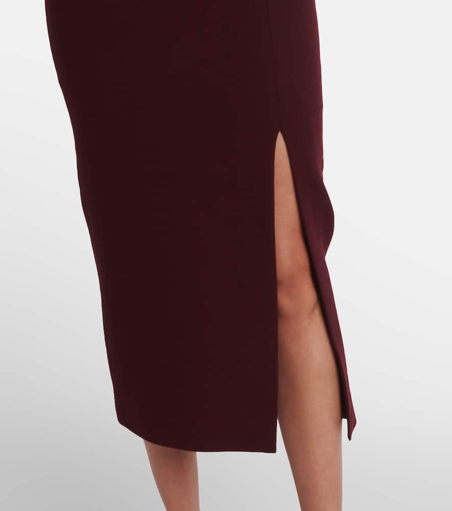 Draped belted wool crêpe midi dress