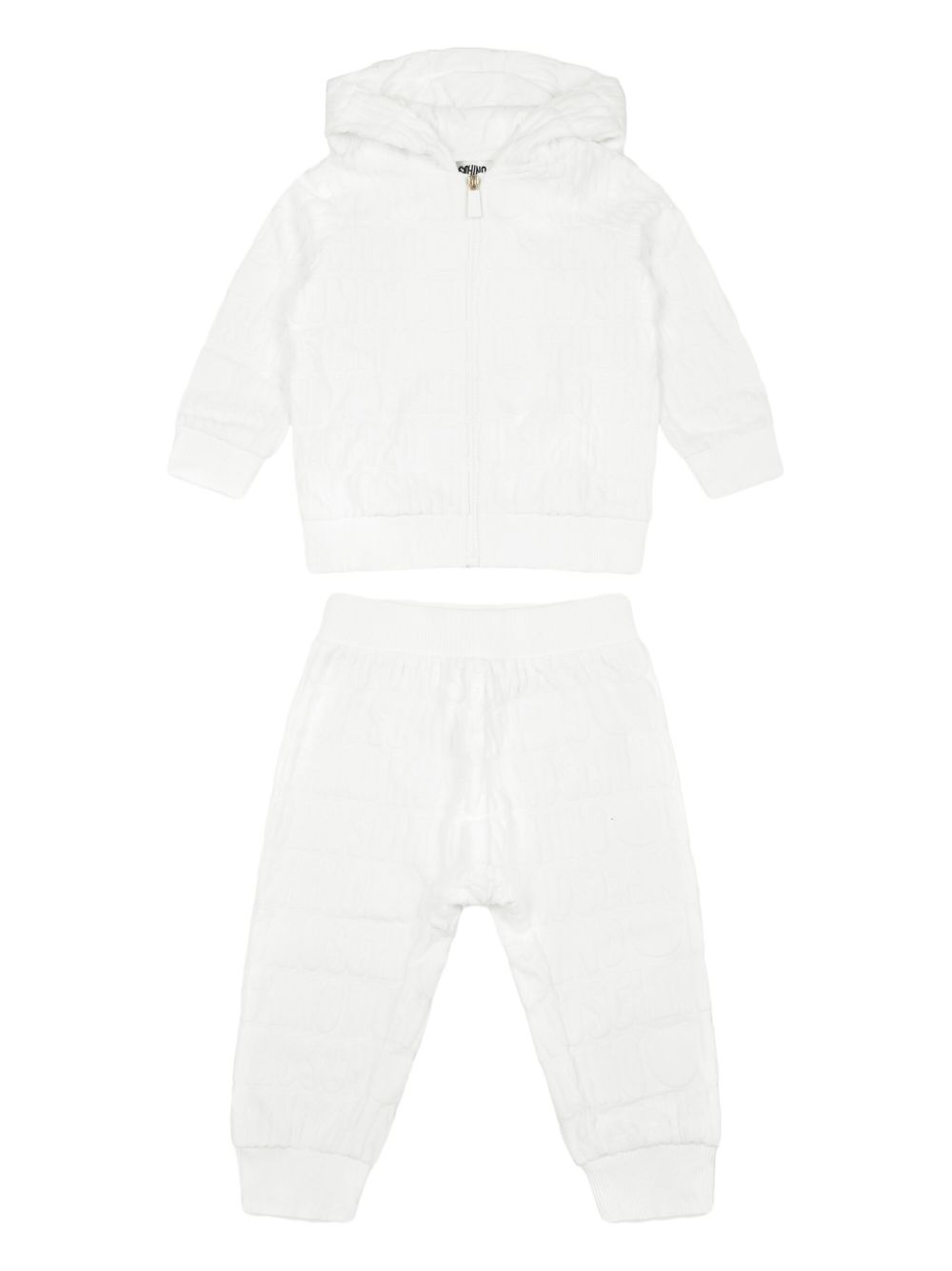 Quilted hooded tracksuit set - White