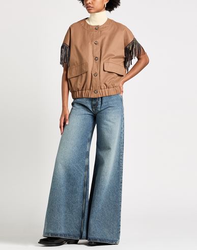 Woman Vest Camel Size M Cotton, Polyester, Polyamide