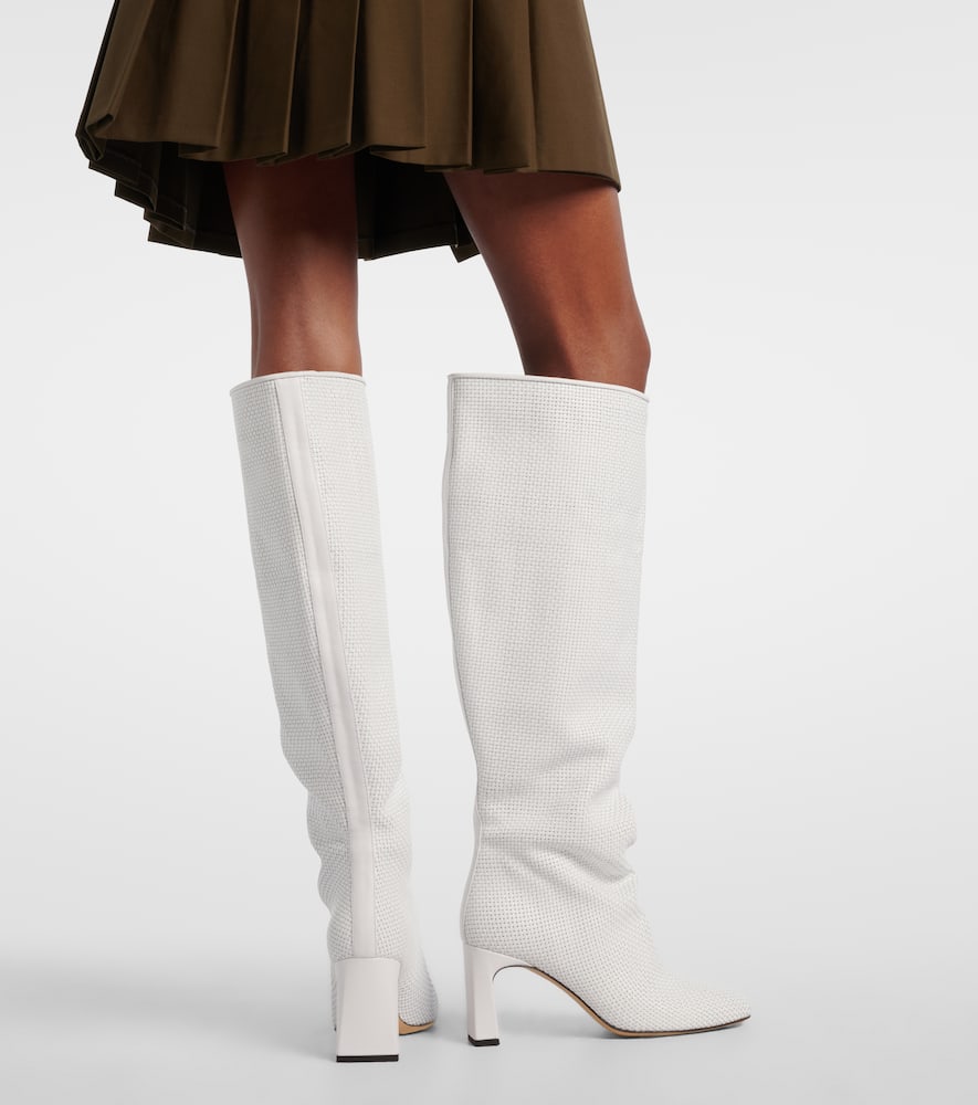 Roberta woven leather knee-high boots