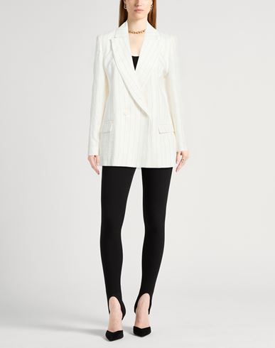 Woman Blazer White Size 4 Linen, Polyester, Lurex