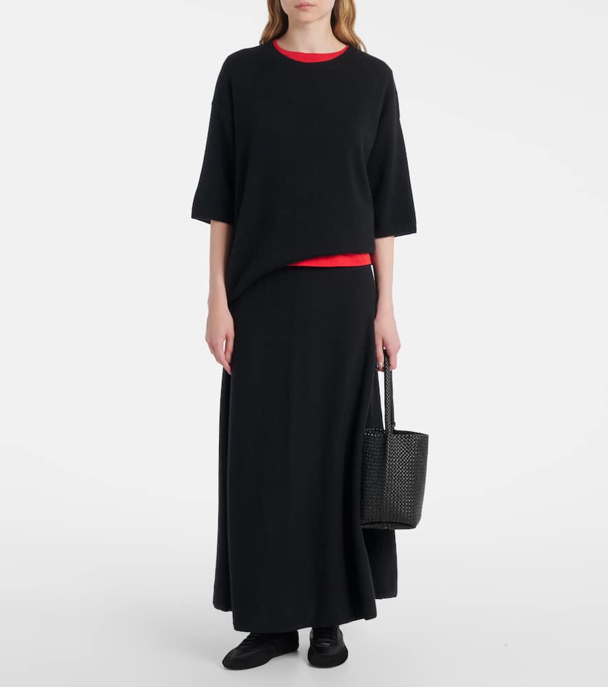 Torie high-rise cashmere maxi skirt