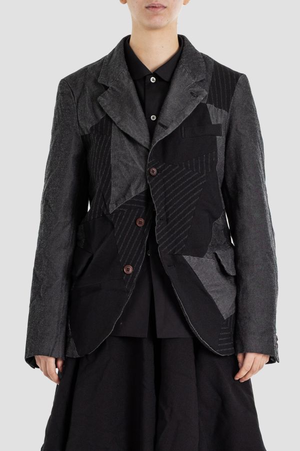 Patchwork Deconstructed Jacket — Black